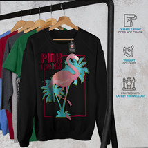 Wellcoda Pink Flamingo Island Womens Sweatshirt, Tropical Casual Pullover Jumper - £22.91 GBP+