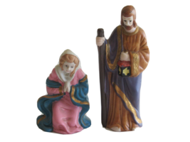 Ceramic Nativity Mary &amp; Joseph Staff ~2.8&quot; &amp; 4.2&quot; Replacement Figures Parts - $177.40 MXN