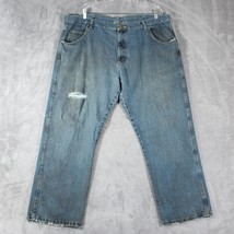 Wrangler Jeans Men&#39;s 42x28 Rugged Wear Work Distressed Stains Worn Big T... - £15.12 GBP