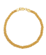 22ct Yellow Gold Flat Braided Twisted Bracelet 7 Inches 5mm width - $23,289.57 MXN