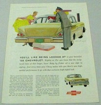 1958 Print Ad The &#39;58 Chevrolet Biscayne 2-Door Sedan Chevy Pretty Lady - $14.16