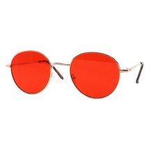 Unisex Panto Sunglasses Gold Metal Round Frame Color Lens UV 400 - £15.54 GBP