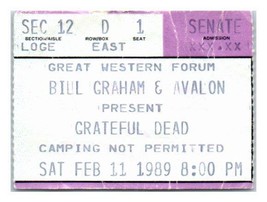 Grateful Dead Konzert Ticket Stumpf Februar 11 1989 Los Angeles California - £39.42 GBP