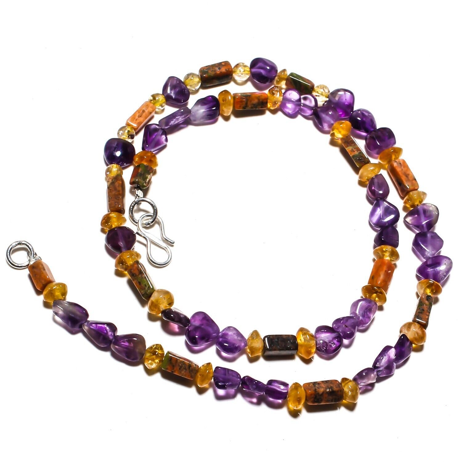 Amethyst Sage Natural Gemstone Beads Jewelry Necklace 17" 78 Ct. KB-44 - £8.68 GBP