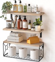 Amada Bathroom Shelves Over Toilet With Storage Basket, Floating Shelves... - $36.92