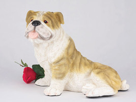 Large 219 Cubic Ins Brown &amp; White Bulldog Resin Urn for Cremation Ashes - £145.70 GBP