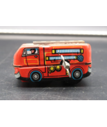 Vintage Fire Truck Wind Up Tin Litho Toy Mini Small Made in China Works ... - $28.00 CAD