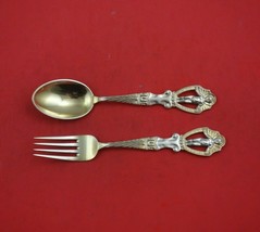 Christmas by A. Michelsen Sterling Silver Fork and Spoon Set 2pc 1911 Vermeil - £402.80 GBP