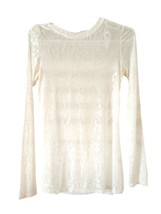 Blumin apparel white lace flowers long sleeve crewneck women&#39;s blouse top S - £46.28 GBP