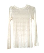 Blumin apparel white lace flowers long sleeve crewneck women&#39;s blouse top S - £47.27 GBP