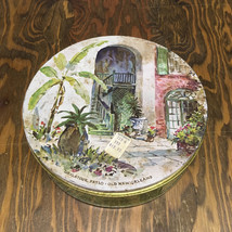 Vintage Brulatour patio old New Orleans metal  fruit cake tin shabby chi... - $19.75