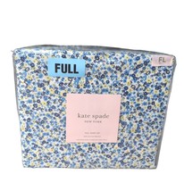 Kate Spade Cotton Percale Shabby Chic FULL Sheet Set Blue/Yellow Flowers Ditsy - £54.59 GBP