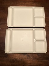 Vintage Set of 2 Tupperware Divided Dining Camping Trays 1535-6 Almond White - £14.90 GBP