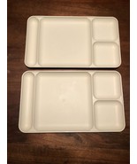 Vintage Set of 2 Tupperware Divided Dining Camping Trays 1535-6 Almond W... - £14.76 GBP