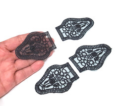 3 -10 pair Grayish Black Lace Patch Neckline Collar Motif Appliques Sew ... - £4.69 GBP+