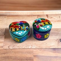 Hand Crafted Mexican Terracotta Pottery Trinket Jewelry Box.Lot Of 2 * P... - £25.76 GBP