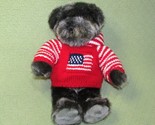 DILLARD&#39;S 16&quot; GRAY TEDDY BEAR PLUSH RED USA FLAG RED KNIT HOODY STUFFED ... - $4.50