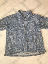 Washable Silk Shirt Batik Bay Men&#39;s Hawaiian Aloha Button Up Large Short... - $29.03