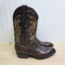 Pistolero Men Dark Brown Lizard Skin Leather Western Cowboy Boots Pointe... - $123.74