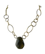 Signed Chico&#39;s Necklace Teardrop Smokey Topaz Like Dark Brown Faceted Pe... - £13.18 GBP