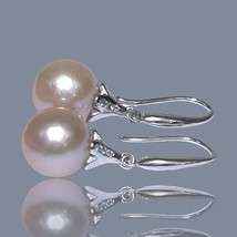 Stunning 11.5 - 12mm Natural Purple Pink Edison Round Pearl Dangle Hook Earrings - $113.60