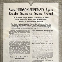 1916 Hudson Motors Super Six Record Advertisement Automobilia Ephemera DWMYC3 - £15.87 GBP