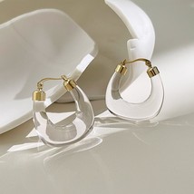 New Transparent Resin Geometric Hoop Earrings for Women Stainless Steel Circle E - £8.63 GBP