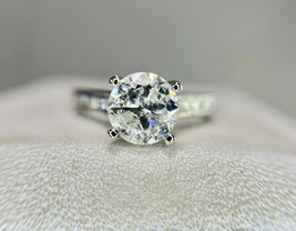 2.25Ct Round Cut Simulated Diamond Engagement Ring Solid 14K White Gold Size 5 - £197.53 GBP