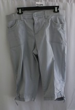 Lee Relaxed Fit Capri Size Med Grey Zipper Elastic Waist 4 Pocket #8609 - £10.75 GBP