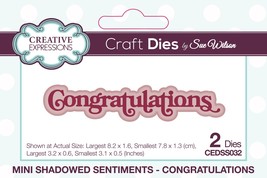 Creative Expressions Mini Craft Dies By Sue Wilson-Congratualtions, Shadowed Sen - £17.77 GBP