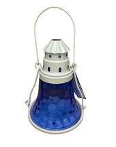 colonial candle on the coast coastal tealight Lantern White with Blue Glass NWT - £16.38 GBP