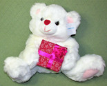FUNNY KIDS HOLIDAY TEDDY BEAR 16&quot; LARGE WHITE STUFFED ANIMAL GIFT BOX HA... - $16.20