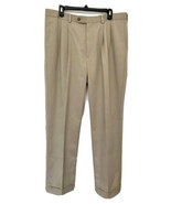 Roundtree &amp; Yorke Mens 36X30 Tan Pleated Front Straight Cuffed Leg Dress... - €25,80 EUR