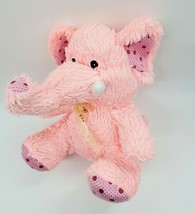 Elephant Pink Polka Dot Valentine 13&quot; Furry Yancheng Taihe Stuffed Toy B310 - £11.79 GBP