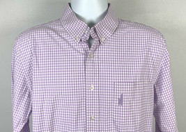 Johnnie-O Purple Check Plaid Tartan Button Front Shirt Mnes Large Cotton Purple - £27.11 GBP