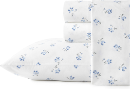 King Sheets, Cotton Percale Bedding Set, Crisp &amp; Cool Home Decor (Blue S... - $86.12