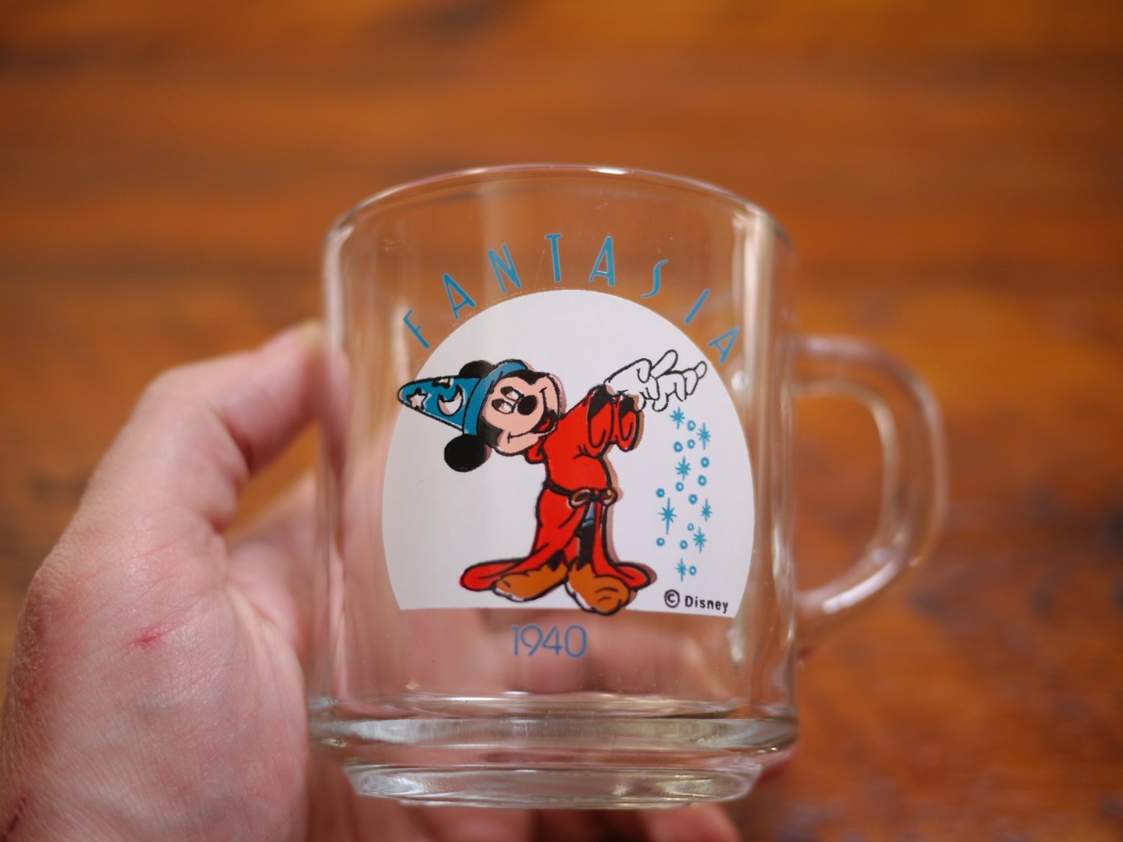 DISNEY Mickey Fantasia 1940 Commemorative Glass Tea Cup Coffee Mug  - $19.79
