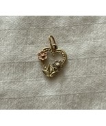 Vintage Black Hills Gold 14k Tri Color Gold Heart with Flowers Pendant EUC - $113.85