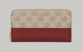 New DKNY Boxed Bryant Large Zip Around Continental Wallet Khaki / Aged Wine - £45.48 GBP