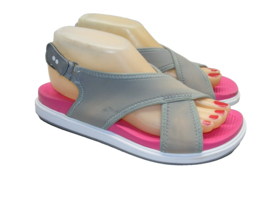 Ryka Women 8 M Gray Pink Hook Loop Adjustable Sandal Slide Wet Shoes - £17.44 GBP