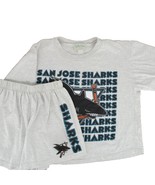 Vintage 90s Crop Boxy T Shirt &amp; Shorts Set San Jose Sharks All Over Logo... - $1,034.54 MXN