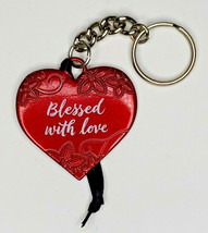 Hallmark&#39;s Heart Metal Key Chain / Ornament &quot;Blessed With Love&quot; U80 - £7.05 GBP