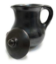 Chocolate or Water Pitcher Carafe with Lid 1.5 Liters  Black Clay 100%  ... - £50.76 GBP
