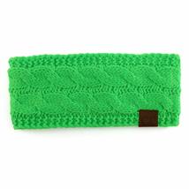 Trendy Apparel Shop Neon Color Cable Knit Headwrap with Fleece Lining - Neon Gre - £11.98 GBP