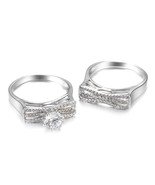 Luxury Female White Bridal Ring Set Fashion Silver Color Wedding Band Je... - £10.48 GBP