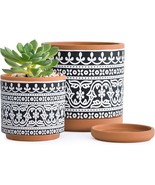 Set Of 2 Terracotta Pots, Wave Pattern Planter Pot, 4 Inch And 6 Inch, P... - £32.04 GBP