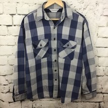 Vintage Field And Stream Mens Sz XL Shirt Blue Checkered Plaid Outdoor Work Flaw - £14.08 GBP