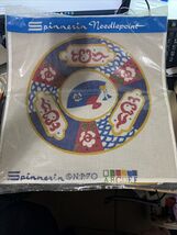 Spinnerin Needlepoint Kit NP70 18” x 19” Fan Blue Yellow Red Round Emble... - $39.60