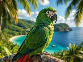 Stunning digital wallpaper of a parrot in Tahiti - $0.94
