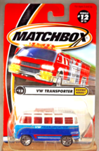 2001 Matchbox #12/75 Highway Heroes VW TRANSPORTER White-Blue w/Flower Spokes - £7.86 GBP